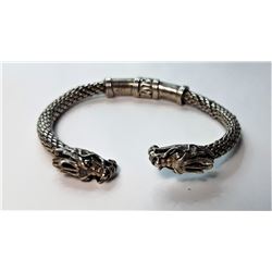 9)  SILVER TONE WRAPPED WIRE BANGLE