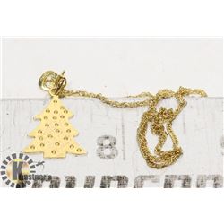 10K GOLD BRACELET WITH PINE TREE PENDANT