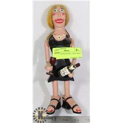 FOLK ART SCULPTURE - LADY WITH WINE