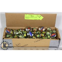 BOX FULL OF VINTAGE CATS EYE MARBLES