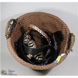 BASKET OF ASSORTED BELTS