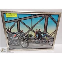 11" x 14" DAVID MANN POSTER BIKERS HARLEY FRAMED