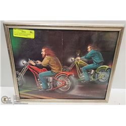 11" x 14" DAVID MANN POSTER BIKERS HARLEY FRAMED