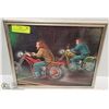 Image 1 : 11" x 14" DAVID MANN POSTER BIKERS HARLEY FRAMED