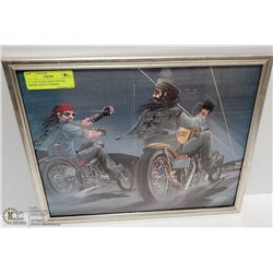 11" x 14" DAVID MANN POSTER BIKERS HARLEY FRAMED