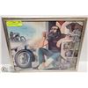 Image 1 : 11" x 14" DAVID MANN POSTER BIKERS HARLEY FRAMED