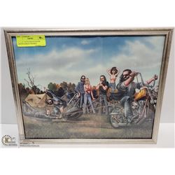 11" x 14" DAVID MANN POSTER BIKERS HARLEY FRAMED