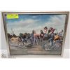 Image 1 : 11" x 14" DAVID MANN POSTER BIKERS HARLEY FRAMED