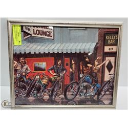 11" x 14" DAVID MANN POSTER BIKERS HARLEY FRAMED