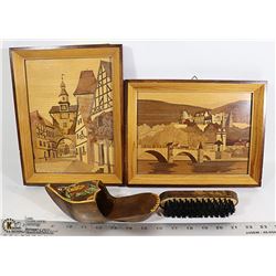 VINTAGE WOODEN CLOG/SHOE/CLOTHES BRUSH AND 2