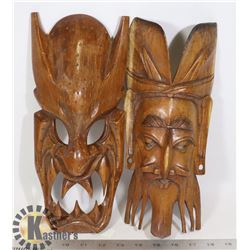 TWO DECORATIVE WOOD MASKS