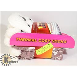 2PK COZY LADIES HEAT WAVE SLIPPERS SOCKS