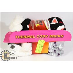 2PK COZY LADIES HEAT WAVE SLIPPERS SOCKS
