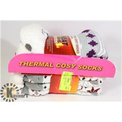 2PK COZY LADIES HEAT WAVE SLIPPERS SOCKS