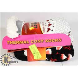 2PK COZY LADIES HEAT WAVE SLIPPERS SOCKS