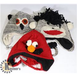 LOT OF 3 ANIMAL FACE TOQUES