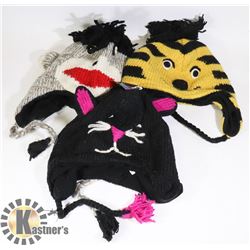 LOT OF 3 ANIMAL FACE TOQUES