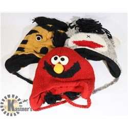 LOT OF 3 ANIMAL FACE TOQUES