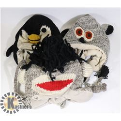 LOT OF 3 ANIMAL FACE TOQUES