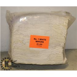 25LB BAG OF WHITE WIPERS (RAGS)