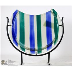 BLUE AND GREEN STRIPED SHOWHOME VASE