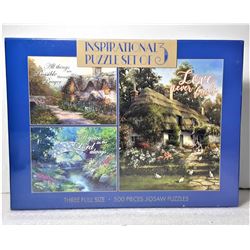 16)  FACTORY SEALED 3- 500 PCE PUZZLES