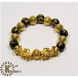 #223-BLACK OBSIDIAN PI XIU BRACELET 12mm/ 7.5"