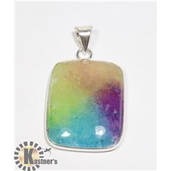 #108-RAINBOW SOLA QUARTZ PENDANT