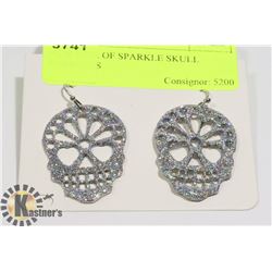 NEW PAIR OF SPARKLE SKULL EARRINGS