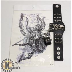 NEW SKULL BIKER BRACELET SOLD WITH LARGE SPIDER