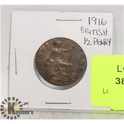 1916 BRITISH 1/2 PENNY