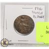 Image 1 : 1916 BRITISH 1/2 PENNY