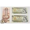 Image 1 : TWO CANADIAN 1972 $1 BILLS & ONE 1986 $2 BILLS