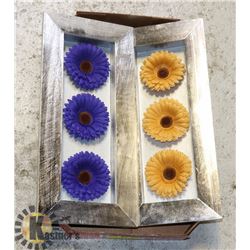 2 SHADOW BOXES OF FLOWERS 18X81/2