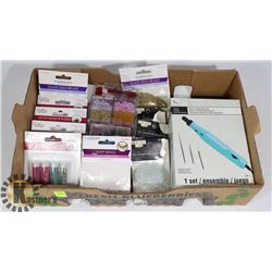 FLAT OF GLASS BEADS AND OTHER BEADING SUPPLIES