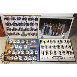 LOT OF 4 OILERS PICTURES, 18" X 24"