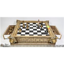COMPLETE KING TUT EGYPTIAN CHESS SET HAND PAINTED