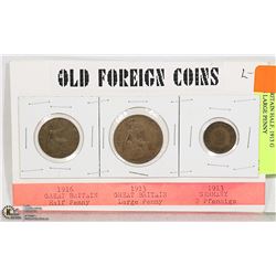 1916 G BRITAIN HALF, 1913 G BRITAIN LARGE PENNY