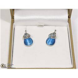 BLUE TOPAZ & RHINESTONE DROP EARRINGS