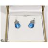 Image 1 : BLUE TOPAZ & RHINESTONE DROP EARRINGS