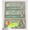 Image 1 : 3 PACK OF 1954 CANADIAN $1 BILLS