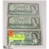 Image 1 : 3 PACK OF 1954 CANADIAN $1 BILLS