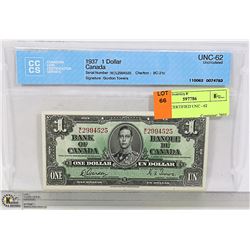 1937 $1 CERTIFIED UNC - 62