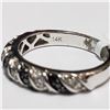 Image 3 : 57) 14KT WHITE GOLD BLACK DIAMOND RING. SIZE 7