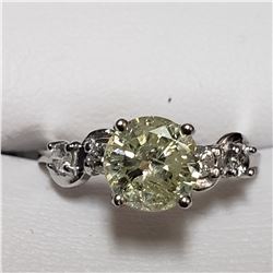 55) 10KT WHITE GOLD DIAMOND RING. SIZE 6.5