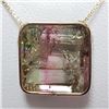 Image 1 : 52) 14KT YELLOW GOLD WATERMELON TOURMALINE PENDANT