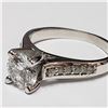 Image 4 : 51) 14KT WHITE GOLD DIAMOND RING. SIZE 7