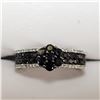 Image 1 : 59) 14KT WHITE GOLD BLACK DIAMOND RING. SIZE 7