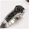 Image 2 : 59) 14KT WHITE GOLD BLACK DIAMOND RING. SIZE 7