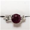 Image 1 : 61) 10KT WHITE GOLD RUBY AND DIAMOND RING. SIZE 6.
